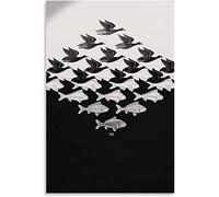 UDERUI Célèbre M.C. Escher Poster et Prints《Ciel & Eau》Art Mur Abstrait M.C. Escher Toile Peinture pour Home Wall Decor Image 50x70cmx1 Pas de Cadre