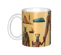 UDFKGLP Ancient Egypt Tribe Series Tasse en céramique pour cappuccino, latte, céréales, yaourt, lait, boissons chaudes ou froides Four à micro-ondes