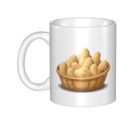 UDFKGLP Good things Peanuts in the basket Tasse en céramique pour cappuccino, latte, céréales, yaourt, lait, boissons chaudes ou froides Four à micro-ondes