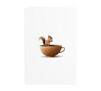 UDFKGLP Le petit écureuil dans la tasse rotative - Peinture décorative en étain de 20,3 x 30,5 cm - Fabriqué en fer blanc, résistant à l'usure et durable