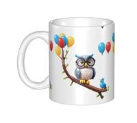 UDFKGLP Mug en céramique avec motif chouette dans le coin pour cappuccino, latte, céréales, yaourt, lait, boissons chaudes ou froides, four à micro-ondes