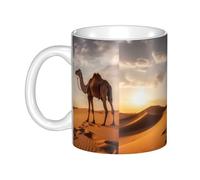 UDFKGLP Mug en céramique motif chameau solitaire pour cappuccino, latte, céréales, yaourt, lait, boissons chaudes ou froides, four à micro-ondes