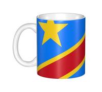 UDFKGLP Mug en céramique motif drapeau du Congo pour cappuccino, latte, céréales, yaourt, lait, boissons chaudes ou froides, four à micro-ondes