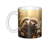 UDFKGLP Nature Lovely Hedgehog Lovers Mug en céramique pour cappuccino, latte, céréales, yaourt, lait, boissons chaudes ou froides Four à micro-ondes