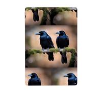 UDFKGLP Peinture décorative en étain avec deux corbeaux noirs de 20,3 x 30,5 cm. Fabriqué en fer blanc, résistant à l'usure et durable