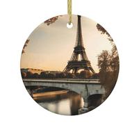 UDFKGLP Pendentif rond en céramique pour décoration de boutiques, portes et fenêtres Motif Tour Eiffel Tour Eiffel