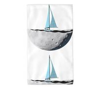 UDFKGLP Petites serviettes à motif voilier sur la lune - 70 x 40,6 cm - Douces pour la peau, absorbantes, moelleuses et douces - Pour salle de bain, plage, extérieur