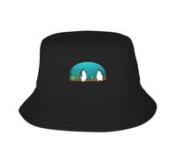 UDFKGLP Pingouins dans le monde sous-marin Chapeau de pêcheur adulte pour homme et femme Chapeau pliable pour activités de plein air Noir