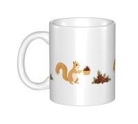 UDFKGLP Pommes de pin dans un panier en bambou Tasse en céramique pour cappuccino, latte, céréales, yaourt, lait, boissons chaudes ou froides Four à micro-ondes