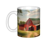 UDFKGLP Ranch View Mug en céramique pour cappuccino, latte, céréales, yaourt, lait, boissons chaudes ou froides Four à micro-ondes