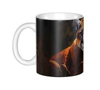 UDFKGLP Tasse en céramique avec motif cougar pour cappuccino, latte, céréales, yaourt, lait, boissons chaudes ou froides, four à micro-ondes