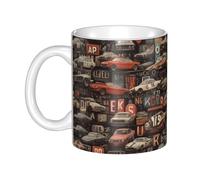 UDFKGLP Tasse en céramique avec motif « Dark Wind Motor City » pour cappuccino, latte, céréales, yaourt, lait, boissons chaudes ou froides, four à micro-ondes