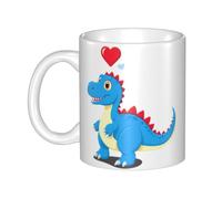 UDFKGLP Tasse en céramique avec motif dinosaure avec cœur pour cappuccino, latte, céréales, yaourt, lait, boissons chaudes ou froides, four à micro-ondes