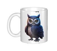 UDFKGLP Tasse en céramique avec motif hibou qui ne dort jamais pour cappuccino, latte, céréales, yaourt, lait, boissons chaudes ou froides, four à micro-ondes