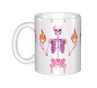 UDFKGLP Tasse en céramique avec motif squelette qui contrôle le désir pour cappuccino, latte, céréales, yaourt, lait, boissons chaudes ou froides, four à micro-ondes