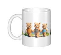 UDFKGLP Tasse en céramique avec motif « The Friendship of the Three Little Bear » pour cappuccino, latte, céréales, yaourt, lait, boissons chaudes ou froides, four à micro-ondes