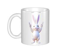 UDFKGLP Tasse en céramique avec motif « The Rabbit Arbitre who Cheers » - Pour cappuccino, latte, céréales, yaourt, lait, boissons chaudes ou froides - Four à micro-ondes
