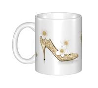 UDFKGLP Tasse en céramique avec motif « The story of flowers and high heels » pour cappuccino, latte, céréales, yaourt, lait, boissons chaudes ou froides, four à micro-ondes