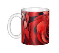 UDFKGLP Tasse en céramique avec motif vortex de fleurs rouges pour cappuccino, latte, céréales, yaourt, lait, boissons chaudes ou froides, four à micro-ondes