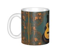UDFKGLP Tasse en céramique motif guitare musicale pour cappuccino, latte, céréales, yaourt, lait, boissons chaudes ou froides, four à micro-ondes