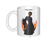 UDFKGLP Tasse en céramique motif ombre terrifiante dans les flammes pour cappuccino, latte, céréales, yaourt, lait, boissons chaudes ou froides, four à micro-ondes
