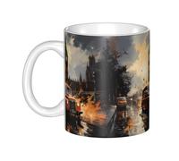 UDFKGLP Tasse en céramique motif taxi londonien pour cappuccino, latte, céréales, yaourt, lait, boissons chaudes ou froides, four à micro-ondes