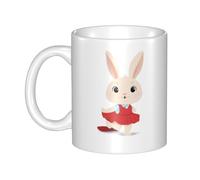 UDFKGLP The Bunny Beautiful Red Dress Mug en céramique pour cappuccino, latte, céréales, yaourt, lait, boissons chaudes ou froides Four à micro-ondes