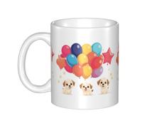 UDFKGLP Trois tasses en céramique avec motif chiots insouciants pour cappuccino, latte, céréales, yaourt, lait, boissons chaudes ou froides, four à micro-ondes
