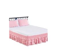 UDHSNJZG Cache Sommier Jupe de lit à Volants, 4 Couches, élastique, Enrouler, sans Surface, for la Maison, l'hôtel, Jupe Double/Full/Queen/King(Pink,120x200x45cm)