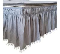UDHSNJZG Cache Sommier Jupe de lit Blanche à Enrouler, 1 pièce, Chemises élastiques sans Surface, Jupes Double/complète/Queen/King, Usage Domestique et hôtelier(Gray,2X Pillowcase 50x70)