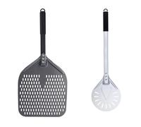 UDHSNJZG Pelle Pizza Pelle À Pizza Rectangulaire Perforée De 14/13/12 Pouces, Revêtement Dur En Aluminium, Palette Courte(14inch and 8inch Set)