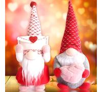 UDIKEFO Lot de 2 nains de Saint-Valentin Gonk Décorations Mr. et Mrs. Poupée en peluche faite à la main Tomte scandinave pour la Saint-Valentin Décoration de table fantaisie