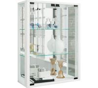 Udina vitrine accroché au mur avec miroir 2 portes en verre blanc.