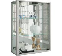 Udina vitrine accroché au mur avec miroir 2 portes en verre couleur argent.