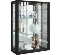 Udina vitrine accroché au mur avec miroir 2 portes en verre noir.