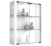 Udina Vitrine murale avec 2 portes vitrées et 2 plateaux en verre, à fixer au mur, blanc.