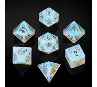 UDIXI D&D Lot de 7 dés DND en pierre opale avec étui cadeau pour jeux de table Donjons et Dragons (motif bête)