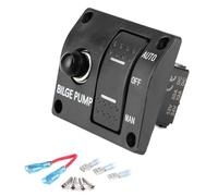 UDMeooVVs Panneau d'interrupteur à Bascule de Pompe de cale à 3 Voies, arrêt Automatique Manuel, Plaque ABS Noire 12V 24V avec indicateur LED, disjoncteur 15A intégré