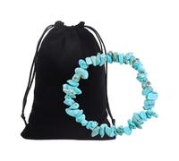 UDNFHL 1 Morceau De Bracelet Turquoise Bleu Et 1 Morceau De Sac en Velours, Bijoux Simples Et Polyvalents, Bracelet Cadeau Et Accessoires pour Femmes.