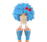 UDNFHL 1 Perruque Bleue Et 1 Paire De S De Fishnet, Perruques Drôles, Accessoires De Rôle, Accessoires De Pansement De Fête, Accessoires De Costumes.
