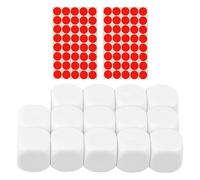 UDNFHL 14 Morceaux De Dés Blanc, 2 Autocollants D'Étiquettes, Cubes en Acrylique Vierges, Dés De Jeu Créatif, Peinture d'art Bricolage.