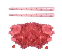 UDNFHL 2 Longues Bougies Roses, 1 Paquet De Confettis Rouges, Imprimé en Forme De Cœur, Décoration De Dîner Aux Chandelles Romantiques, Adaptée À l'anniversaire De Mariage De La Saint-Valentin.