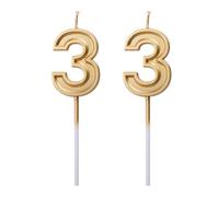 UDNFHL 2 Morceaux De Bougies Numéro 3 Brillantes, Bougies De Fête d'anniversaire, Décorations De Gâteaux, Accessoires À Gâteau.