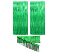 UDNFHL 2 Morceaux De Rideau De Gland en Papier D'Aluminium Vert, 1 Morceau De Rideau De Pluie Tirant Le Drapeau, Floraison Étincelante, Classique, Arrière-Plan Créatif De Fête.