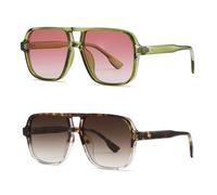 UDNFHL 2 Pièces Cadre Carrée Des Lunettes De Soleil, Verres Rétro, Fournitures Extérieures, Accessoires De Tenue, Lunettes De Soleil De Design Classiques.