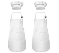 UDNFHL 2 Pièces Tabliers pour Enfants Et 2 Pièces Chapeaux pour Enfants, Tablier Réglable, Tablier Simple, Peuvent Être Utilisés pour La Cuisson, La Peinture, Le Jardinage.