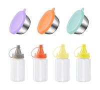 UDNFHL 3 Pièces 50 ML Pot De Sauce, Bouteille D'Extrusion De 4 Pièces, avec Couvercle pour Éviter Les Fuites, Réutilisables, Extérieurs Pratiques, Mini-Récipient Multifonction.
