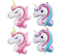 UDNFHL 4 Morceaux De Ballon De Film en Aluminium De Tête Arc-en-Ciel, Animal De Dessin Animé Créatif, Accessoires Gonflables De Fond, Décoration De Fête d'anniversaire De Fille.