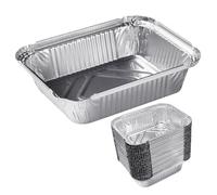 UDNFHL 50 Pièces Plateau en Aluminium, Récipient De Nourriture avec Couvercle, Accessoires De Barbecue, Fournitures De Cuisine, Accessoires De Cuisine.