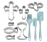 UDNFHL 7 Morceaux De Moule À Thème du Baptême Et 3 Morceaux De Grattoir, Moule À Biscuits en Acier Inoxydable, Outils De Cuisson, Fournitures De Cuisine.